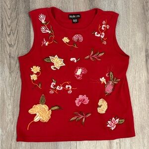 Style & Co. Vibrant Red Floral Tank Top